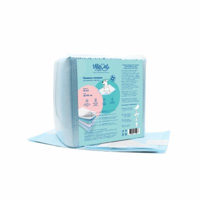Пелёнки, подгузники VitaVet Пеленки с фиксирующими полосками 60х90 см. (35 шт)