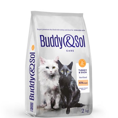 Buddy&Sol Care Сухой корм для стерилизованных кошек, с индейкой и уткой, 2 кг
