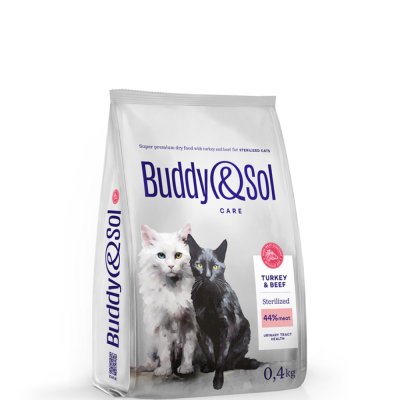 Buddy&Sol Care Сухой корм для стерилизованных кошек, с индейкой и говядиной, 400 гр.