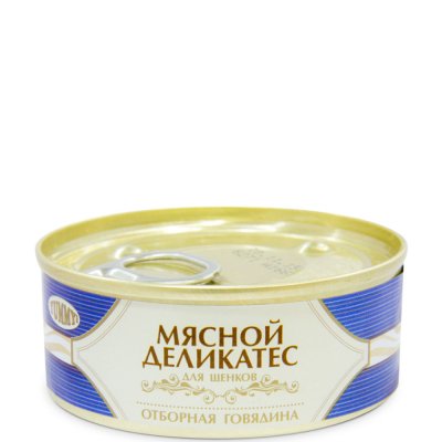 Yummy Влажный корм (консервы) для щенков Мясной Деликатес, с натуральной говядиной в желе, 100 гр.