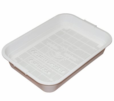 Лотки Сибирская кошка Туалет Премиум для кошек с сеткой и высокими ножками, белый (375х270х75 мм)