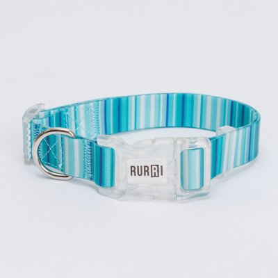 RURRI Ошейник для собак Bright City, обхват шеи 55 см, ширина 2,5 см, голубой в полоску