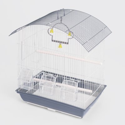 Petmax Клетка для птиц, 37x28x47 см, бело-голубая