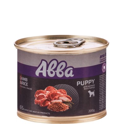 АВВА Puppy Влажный корм (консервы) для щенков всех пород, с ягненком и рисом, 200 гр.