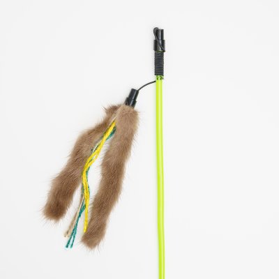 Pet hobby Игрушка для кошек Дразнилка Neon Джутовые хвостики с норкой, игрушка 15 см, длина палки 31 см, длина резинки 47 см