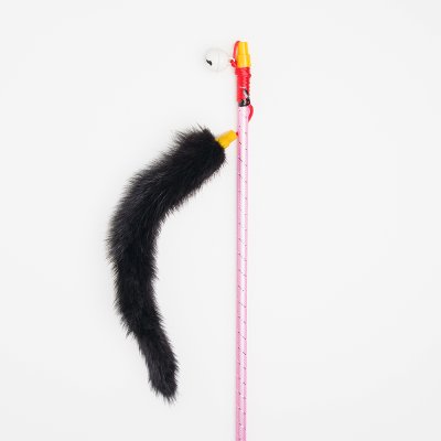 RURRI Игрушка для кошек Дразнилка Норковый хвостик Амадей, 27х2х2 см, длина палки 52 см, длина веревки 40 см