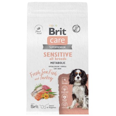 Корм для собак Brit Care Sensitive Metabolic морская рыба с индейкой сух. 1,5кг
