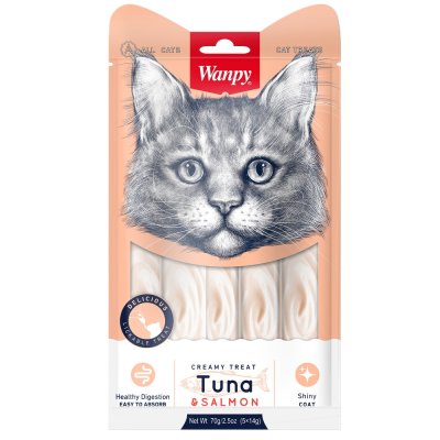 Лакомство для кошек WANPY Cat Нежное пюре из тунца и лосося 70г