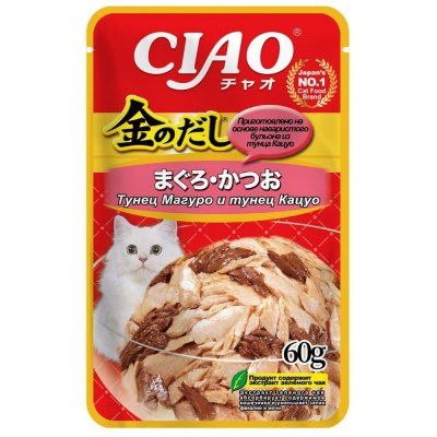 Корм для кошек INABA Kinnodashi тунец Магуро с тунцом Кацуо пауч 60г