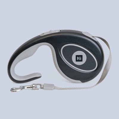 HiPet Рулетка для собак, M, до 20 кг, ремень 5 м, черный