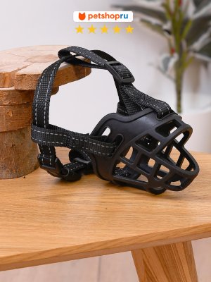 Ошейники, шлейки PETSHOP Намордник для собак силиконовый светоотражающий “Бэтмен” M, черный (М)