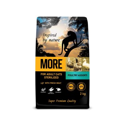 Корм для кошек MORE Ассорти из птицы для стерилизованных, с индейкой, курицей и уткой сух. 2кг