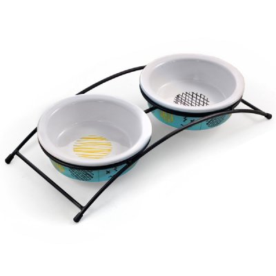 Миска для кошек TRIOL Глазурь керамическая на подставке 2х120мл