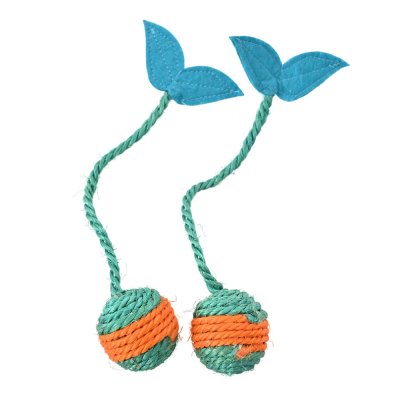 Игрушка для кошек Foxie Набор плетеных мячиков с листиками 2шт 4,5х20см