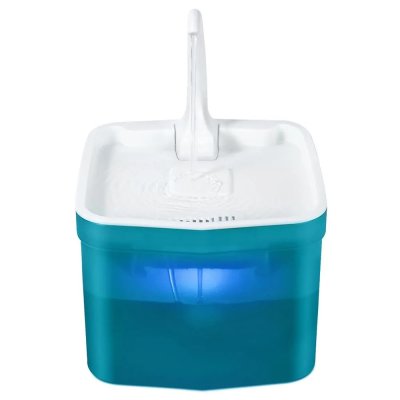 Автопоилка фонтан для кошек и собак PETWANT PW-111 с подсветкой и краном, зеленый 2л