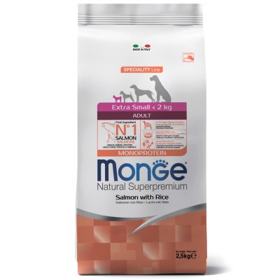 Корм для собак Monge Dog Speciality Extra Small для миниатюрных пород лосось с рисом сух. 2,5кг