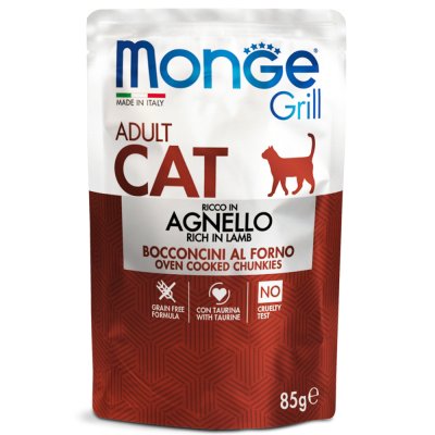 Корм для кошек Monge Cat Grill Pouch новозеландский ягненок пауч 85г