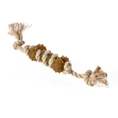 Игрушка для собак Foxie Naturalness Косточка массажная из каучука с канатом 10х5х4см