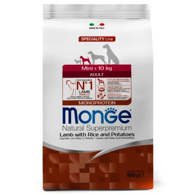 Корм для собак Monge Dog Speciality Mini для мелких пород ягненок с рисом и картофелем сух. 800г