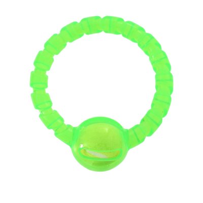 Игрушка для собак Foxie Тяни-толкай Кольцо с теннисным мячом 13,2х14,6х7см зеленое