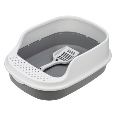 Туалет для кошек Foxie High с высоким бортом и совком 48х35,5х18,5см смоки