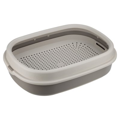 Туалет для кошек Foxie Classic с сеткой и бортом 48х35,5х13см капучино