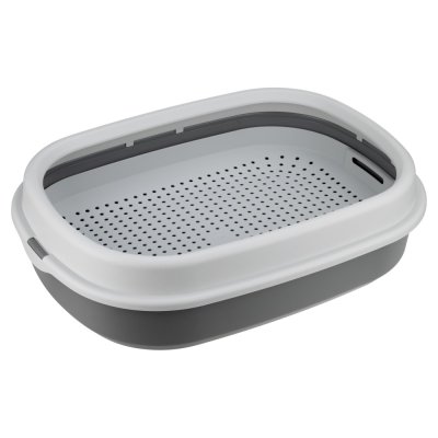 Туалет для кошек Foxie Classic с сеткой и бортом 48х35,5х13см смоки