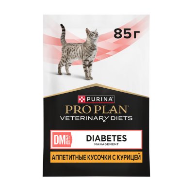 Корм для котят и кошек Pro Plan Veterinary Diets DM St/Ox Diabetes Management при диаб.,кур.пауч 85г