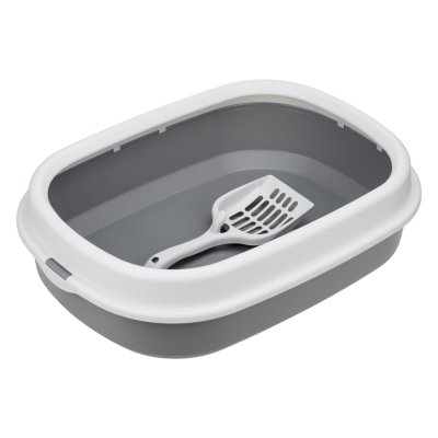 Туалет для кошек Foxie Optimal с бортом и совком 48х35,5х13см смоки