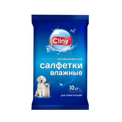 Влажные салфетки для собак и кошек Cliny 10шт