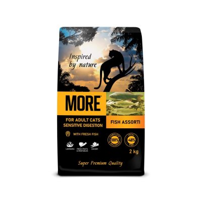 Корм для кошек MORE Ассорти из рыбы при чувствит.пищеварении,  с сазаном, минтаем и треской сух.2кг