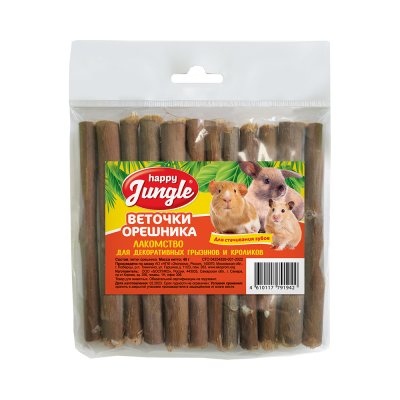 Лакомство для грызунов HAPPY JUNGLE Веточки орешника, 40г