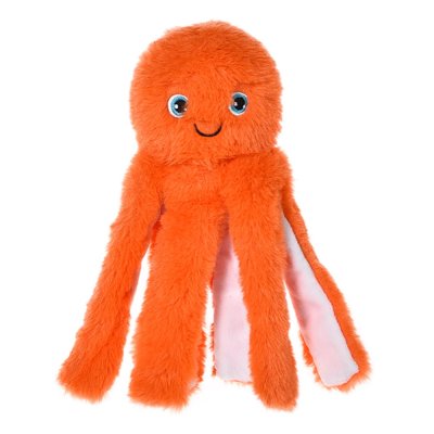 Игрушка для щенков Foxie Puppy Осьминог с пищалкой и шуршалкой 23х9см плюш оранжевый