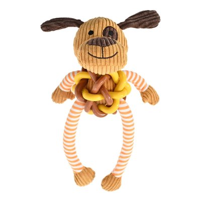 Игрушка для собак Foxie Собака с плетеным мячом и пищалкой 35х25см