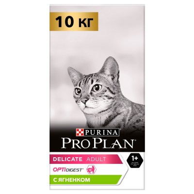 ProPlan Delicate сухой корм для взрослых кошек при чувствительном пищеварении с ягненком, 10 кг