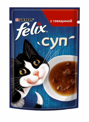 Консервы, паучи Felix Паучи Суп для кошек с говядиной Soup Beef, 36 шт (36 шт)