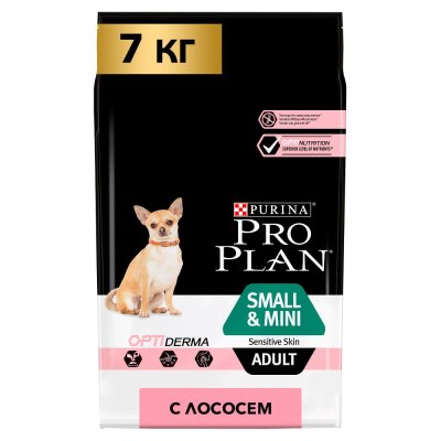 ProPlan Sensitive Skin Сухой корм для взрослых собак мелких и карликовых пород с чувствительной кожей, с высоким содержанием лосося, 7 кг