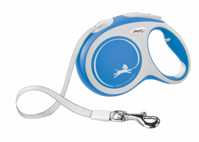 Ошейники, шлейки flexi Рулетка-ремень для собак, синяя (50кг, 8м)