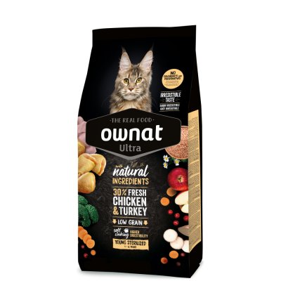 Ownat Сухой корм для стерилизованных кошек, с курицей и индейкой, 3 кг