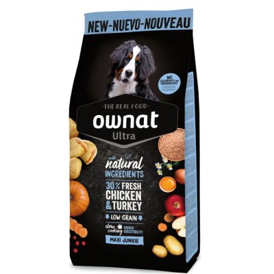 Ownat Maxi Junior Ultra Сухой корм для щенков крупных пород, с курицей и индейкой, 12 кг