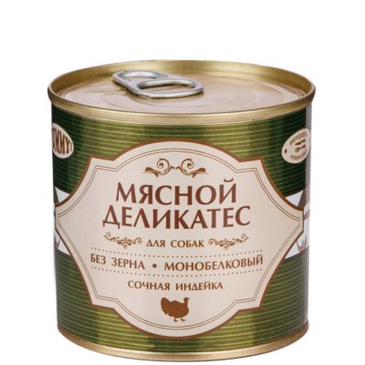 Yummy Влажный корм (консервы) для собак Мясной Деликатес, с натуральной индейкой в желе, 240 гр.