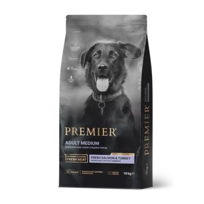 Корм для собак PREMIER Dog для средних пород, свежее филе лосося с индейкой сух. 10кг