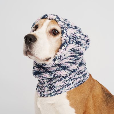 RURRI Капор для собак, L, обхват головы 38 см, высота изделия 30 см, серо-белый