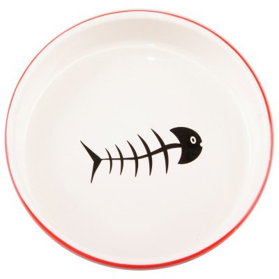 Миска для кошек Mr.Kranch С рыбками керамическая красно-белая 300мл