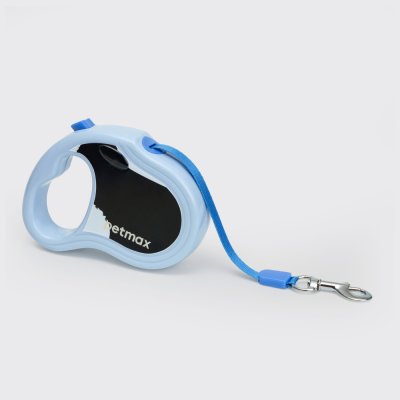 Petmax Рулетка для собак, XS, до 15 кг, ремень 3 м, черно-голубой
