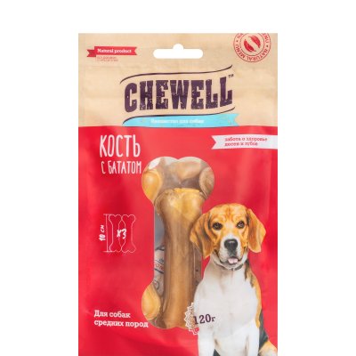 Chewell Лакомство Кость с бататом для собак средних пород, 120 гр.