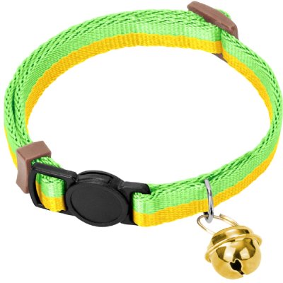 Ошейник для кошек ZOO ONE с безопасной пряжкой, жёлто-салатовый 10ммх18-28см