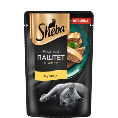 Sheba Влажный корм (пауч) для кошек, с паштетом из курицы в желе, 75 гр.