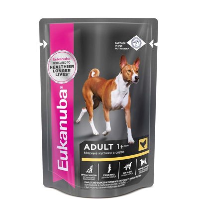 Eukanuba Adult all breed Влажный корм (пауч) для взрослых собак всех пород, с курицей в соусе, 100 гр.