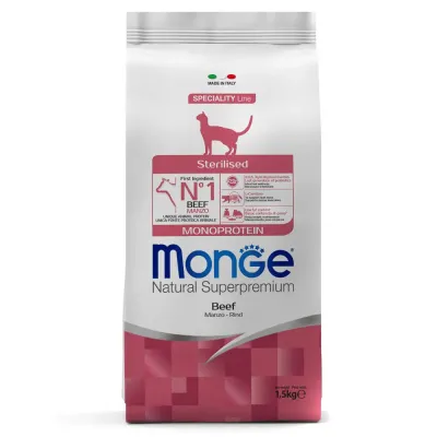 Monge Monoprotein Sterilised Beef Сухой корм для стерилизованных кошек, с говядиной, 1,5кг